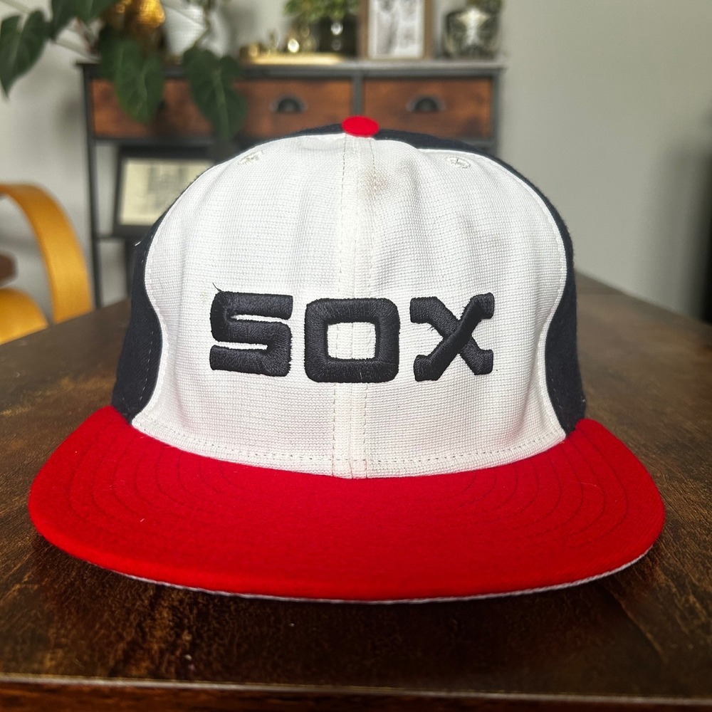 Vintage New Era Chicago White Sox Pro Model Wool Hat MLB 80s Sox Logo Navy Red